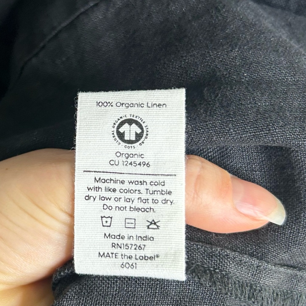 NWT MATE The Label 100% Organic Linen Black Tunic Short Sleeve Midi Dress - Picture 16 of 16